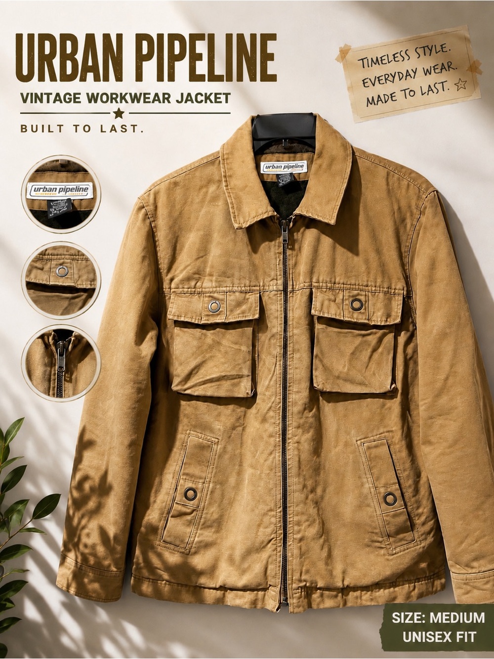 Vintage Urban Pipeline Blanket Lined Workwear Jacket